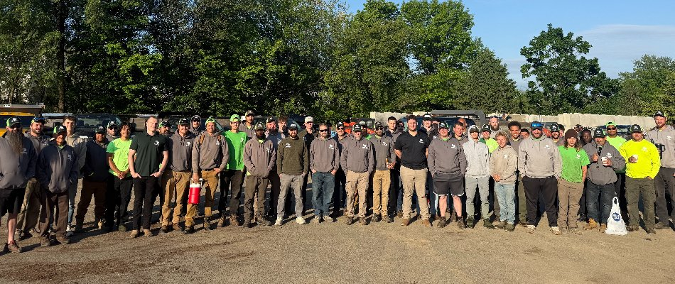 The full Woolley Outdoors team gathered at the company yard in Lititz, PA