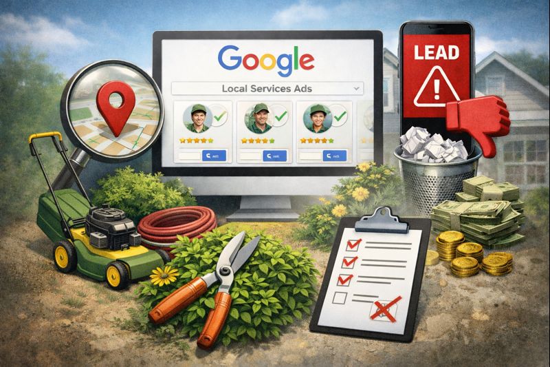 Google Local Services Ads management showing lead quality, targeting, and budget considerations for lawn care businesses