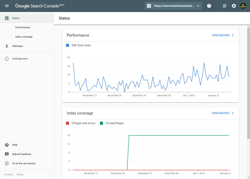 Screen shot of the new Google Search Console Beta interface