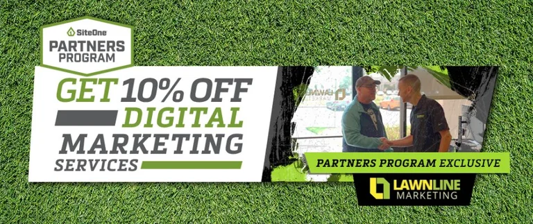 Digital marketing graphic with grass background