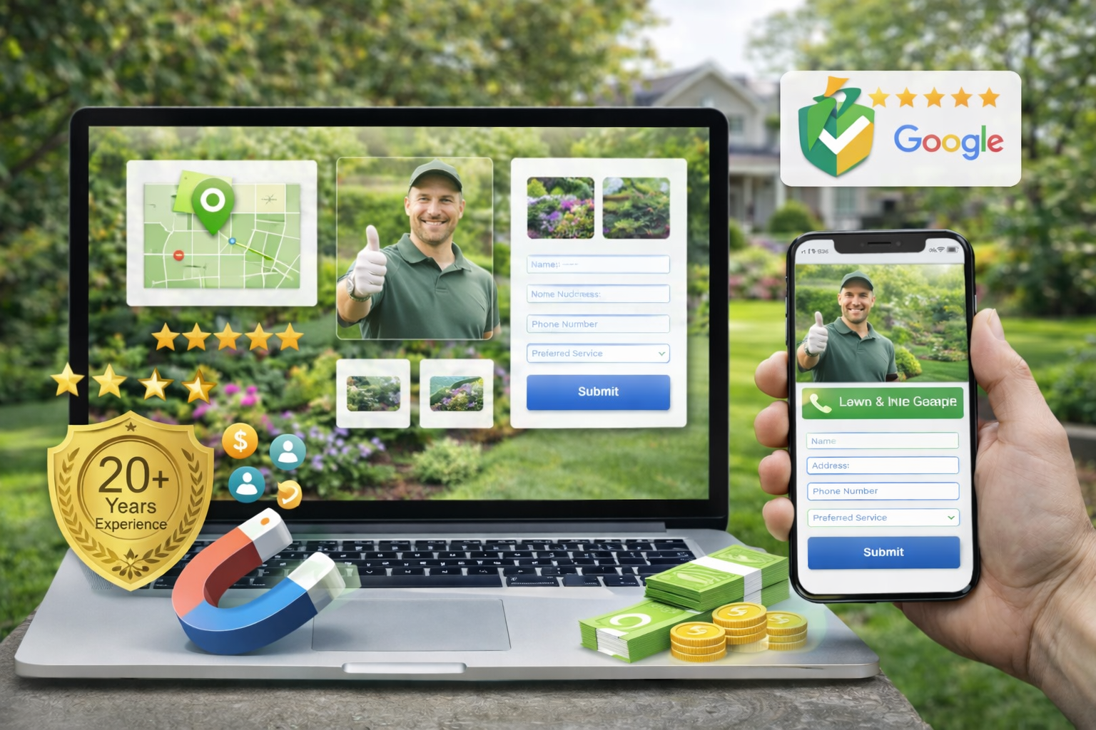 Website conversion elements for lawn and landscape companies