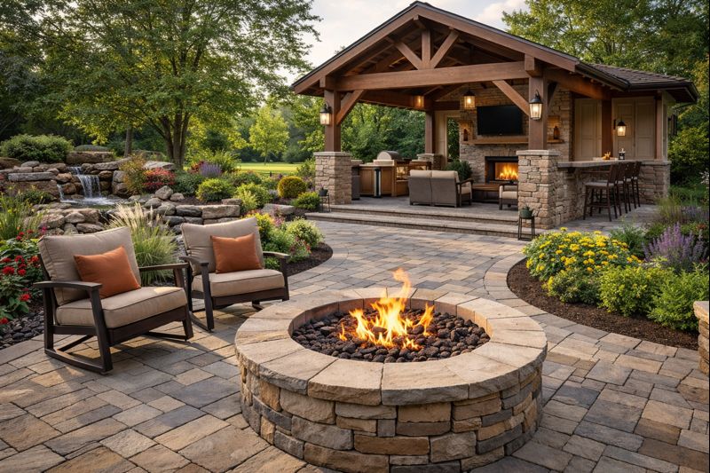 Fire pit and outdoor living space
