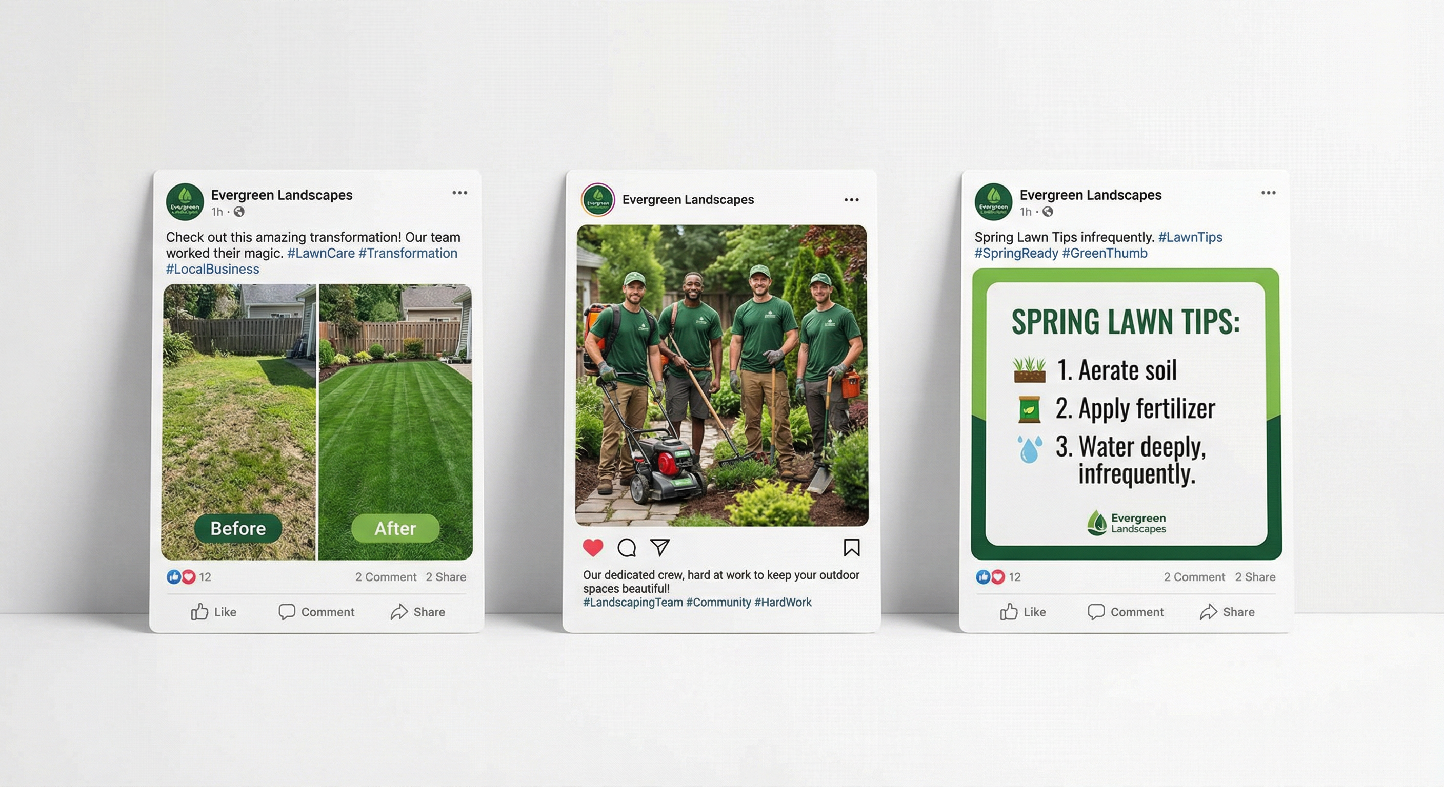 Examples of social media posts for lawn care companies