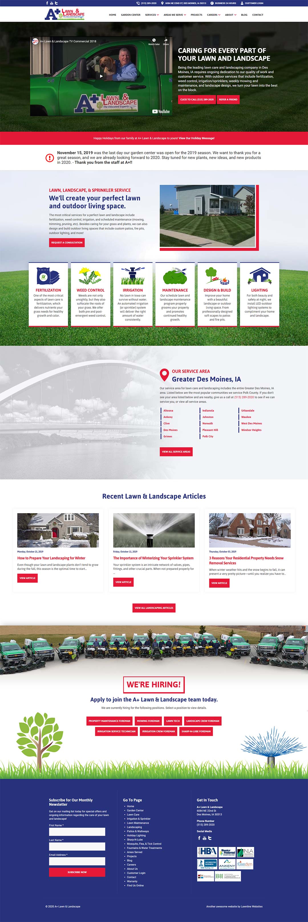 A+ Lawn Homepage Screenshot