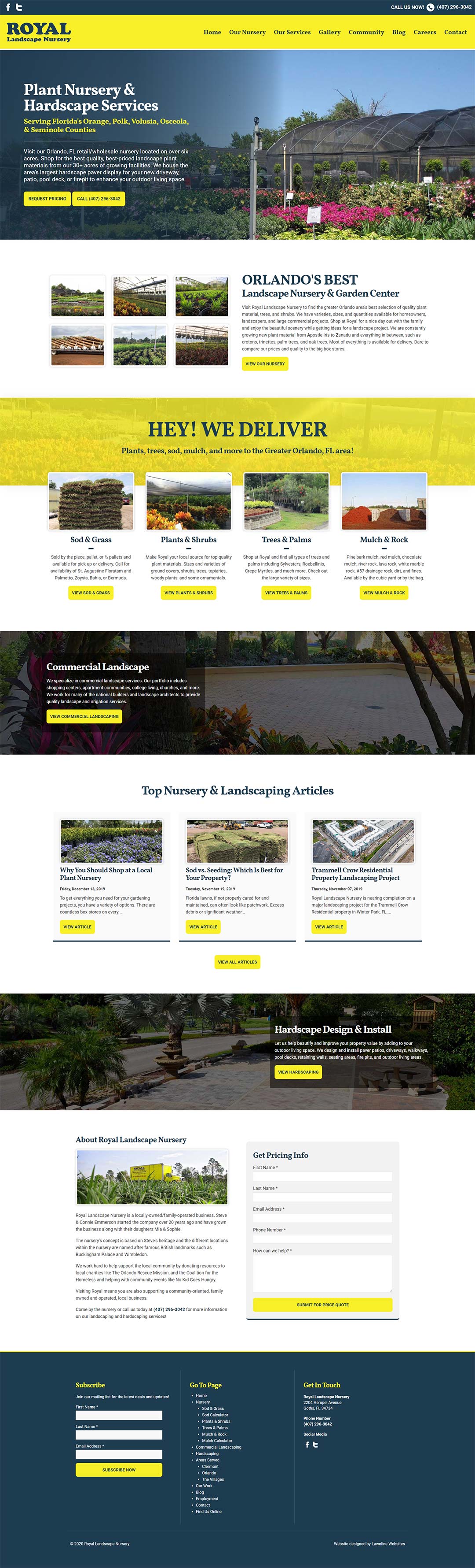 Royal Landscape Nursery Homepage Screenshot